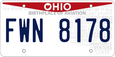 OH license plate FWN8178