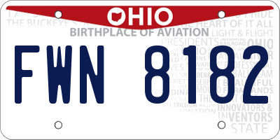 OH license plate FWN8182
