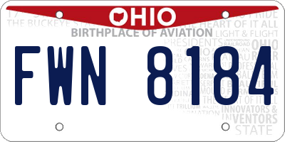 OH license plate FWN8184