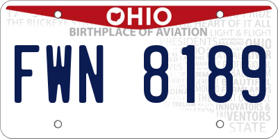 OH license plate FWN8189