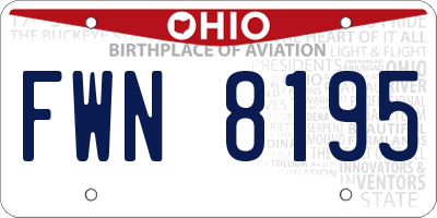 OH license plate FWN8195