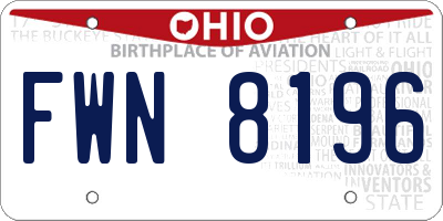 OH license plate FWN8196