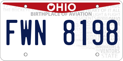 OH license plate FWN8198