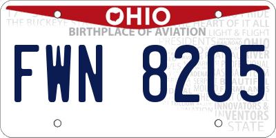OH license plate FWN8205