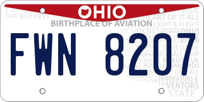 OH license plate FWN8207