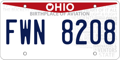 OH license plate FWN8208