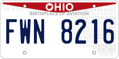 OH license plate FWN8216