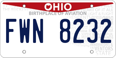 OH license plate FWN8232