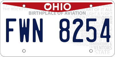 OH license plate FWN8254