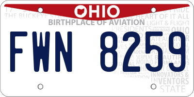 OH license plate FWN8259