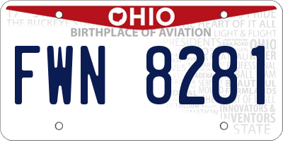 OH license plate FWN8281