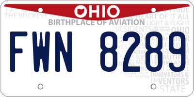 OH license plate FWN8289