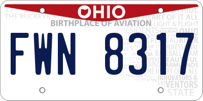 OH license plate FWN8317