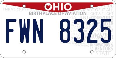 OH license plate FWN8325