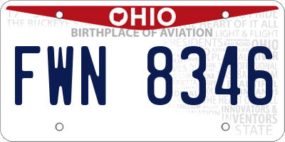 OH license plate FWN8346