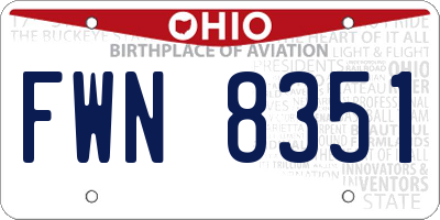 OH license plate FWN8351