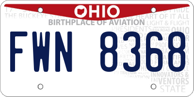 OH license plate FWN8368