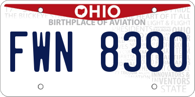 OH license plate FWN8380