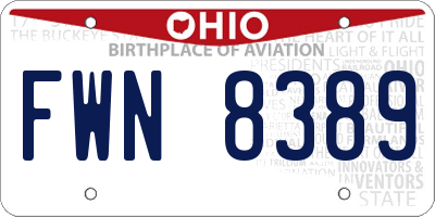 OH license plate FWN8389
