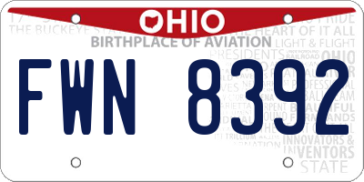 OH license plate FWN8392