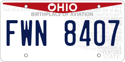 OH license plate FWN8407