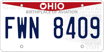OH license plate FWN8409