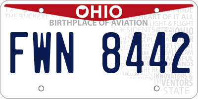 OH license plate FWN8442