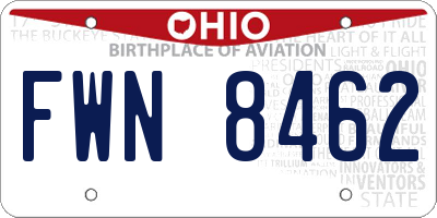 OH license plate FWN8462