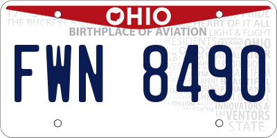 OH license plate FWN8490