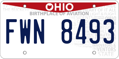 OH license plate FWN8493