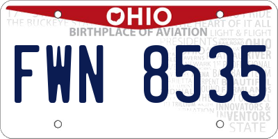 OH license plate FWN8535