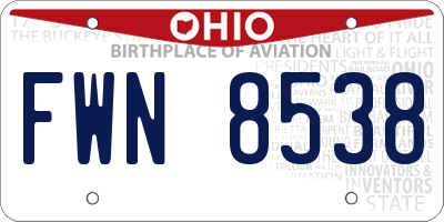 OH license plate FWN8538