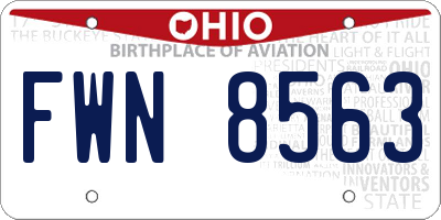 OH license plate FWN8563