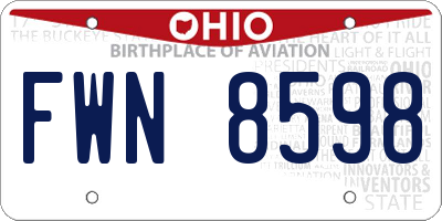 OH license plate FWN8598
