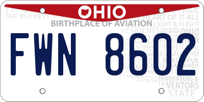 OH license plate FWN8602