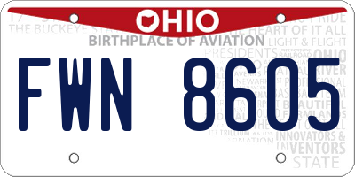 OH license plate FWN8605
