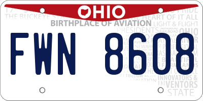 OH license plate FWN8608