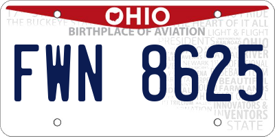 OH license plate FWN8625