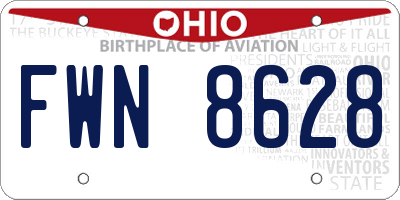 OH license plate FWN8628