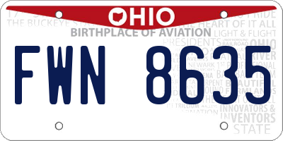OH license plate FWN8635