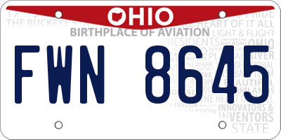OH license plate FWN8645