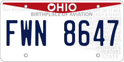 OH license plate FWN8647