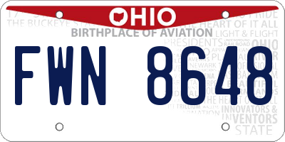OH license plate FWN8648