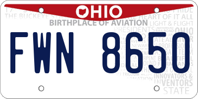 OH license plate FWN8650