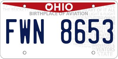 OH license plate FWN8653