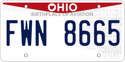 OH license plate FWN8665