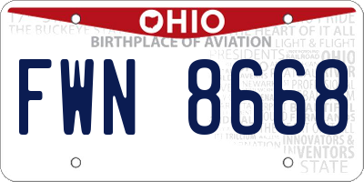 OH license plate FWN8668