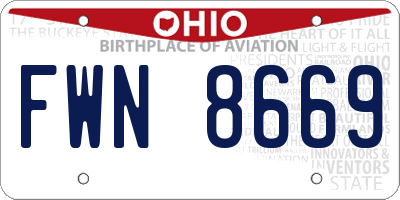 OH license plate FWN8669