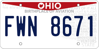 OH license plate FWN8671