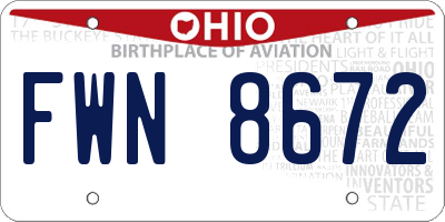 OH license plate FWN8672
